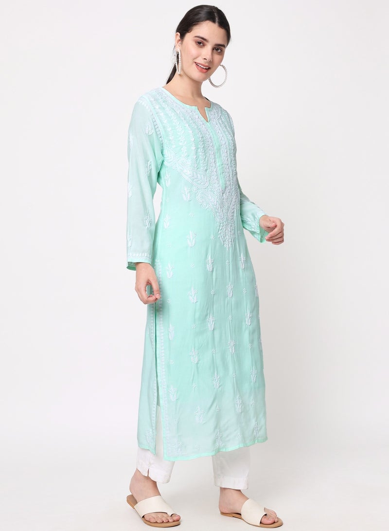 Women Hand Embroidered Chikankari Cotton Kurta-AL3584