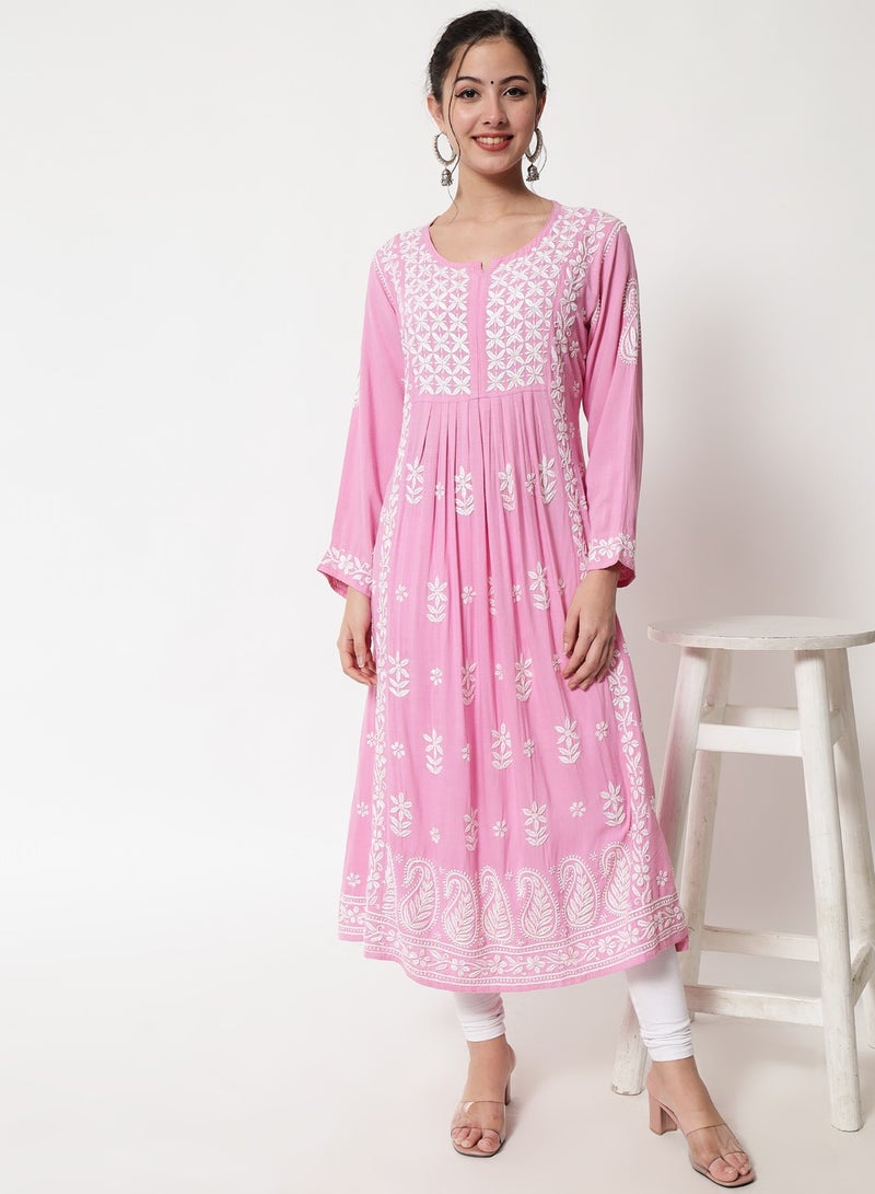 Women Hand Embroidered Chikankari Cotton Kurta-AL3549