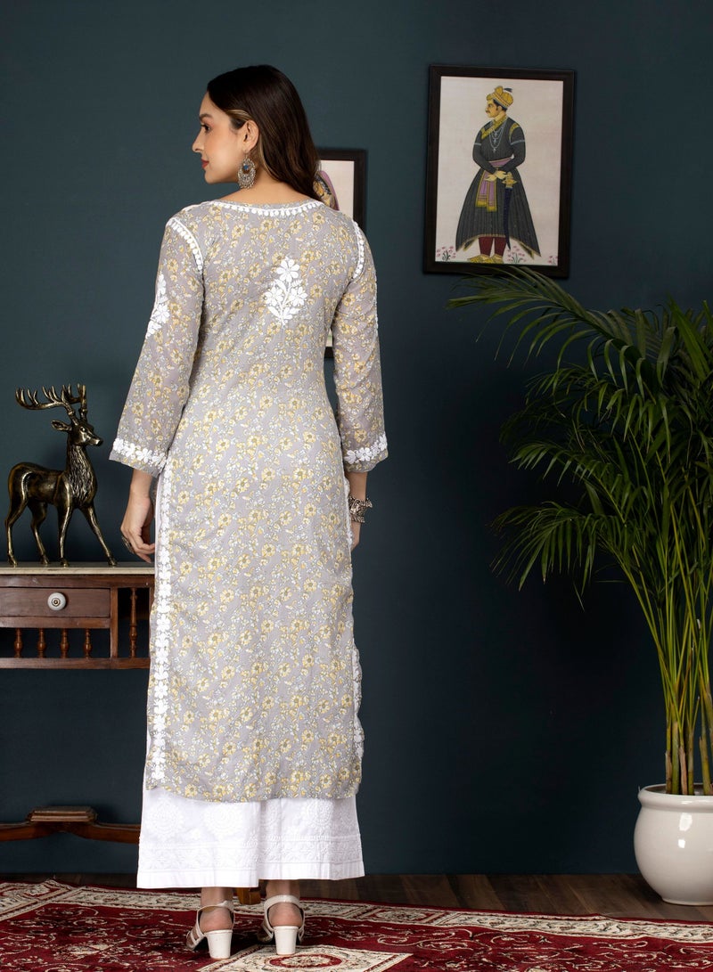 Women Hand Embroidered Chikankari Cotton Kurta-AL3637