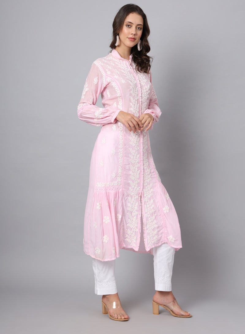 Women Hand Embroidered Chikankari Cotton Kurta-AL3888