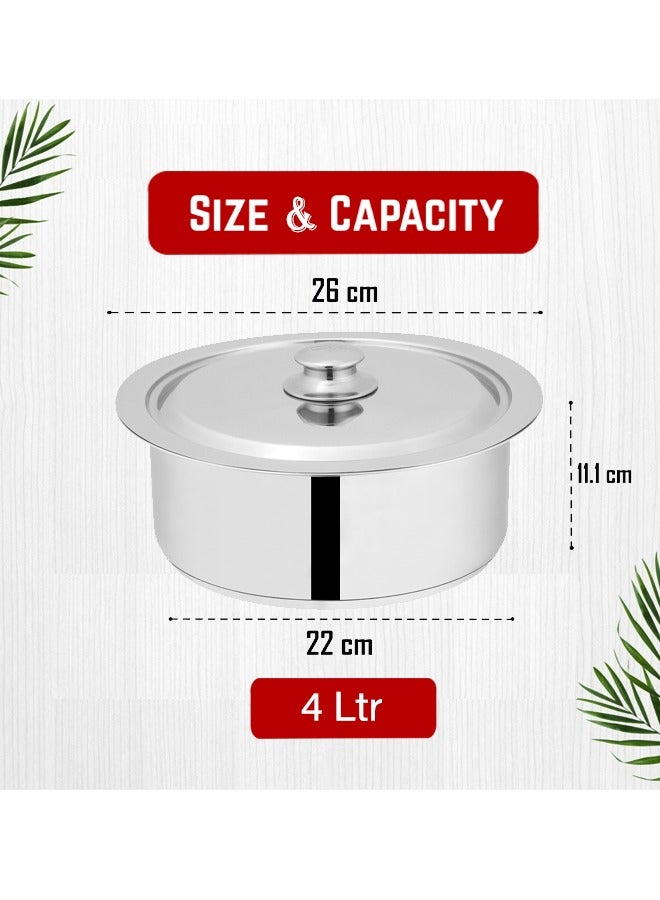 Sonex Global Cooking Pot Tope Set – Premium Stainless Steel with Lid, 22 cm, Energy Efficient Sandwich Bottom, Long Edges for Stability, Ideal for Healthy Cooking, Durable & Versatile Design