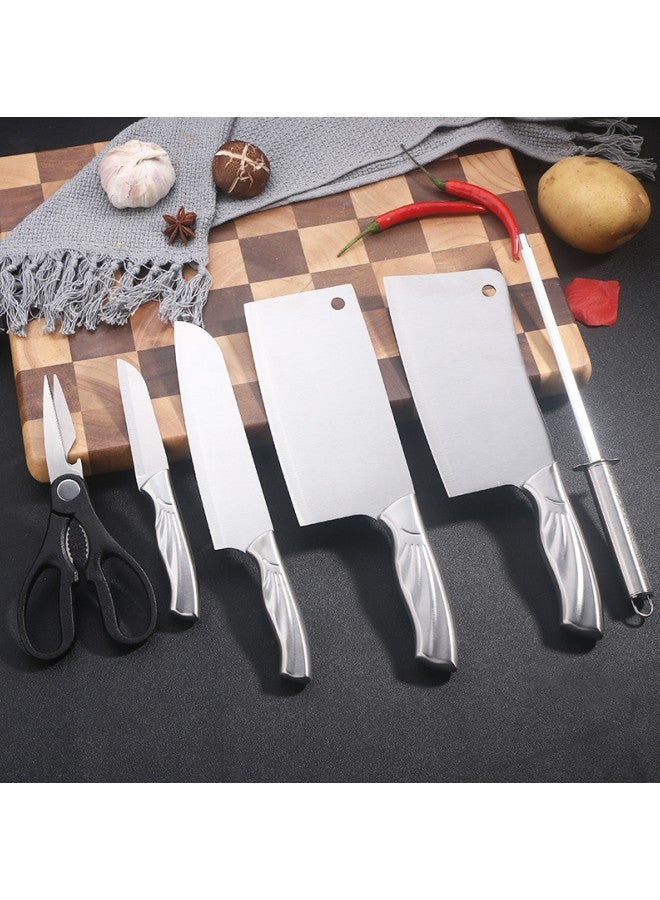 Kitchen Knife Set, 7-Piece Kitchen Sharp Knife Set, Non-stick Anti-Slip Stainless Steel Chef Knife Set with Universal Knife Holder for Home Use