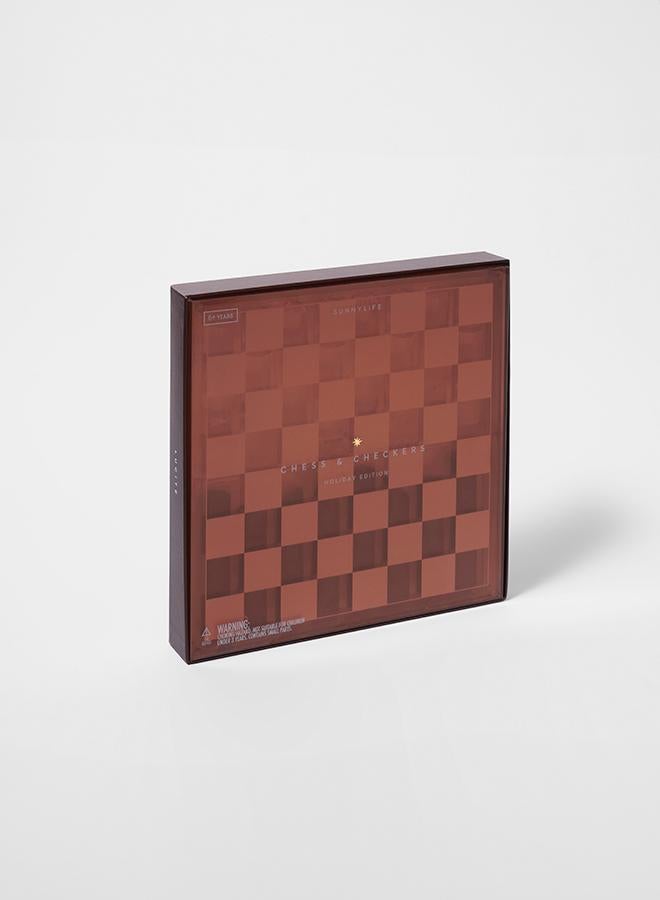 Lucite Chess & Checkers Whiskey Noir