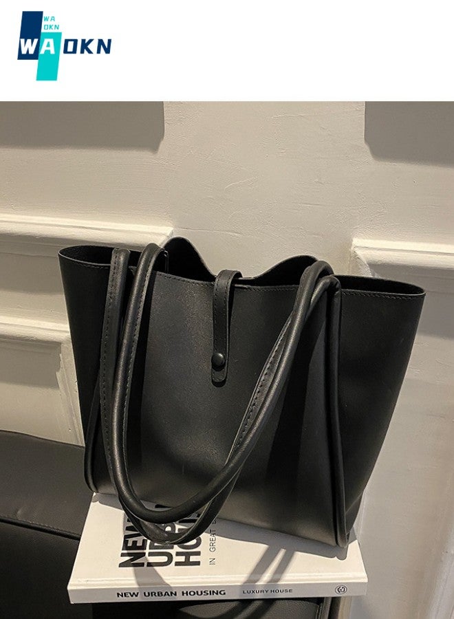 Korean Version of Solid Color Mother Bag New Women's Bag Simple Portable Tote Bag Large Capacity Fashion Shoulder Bag