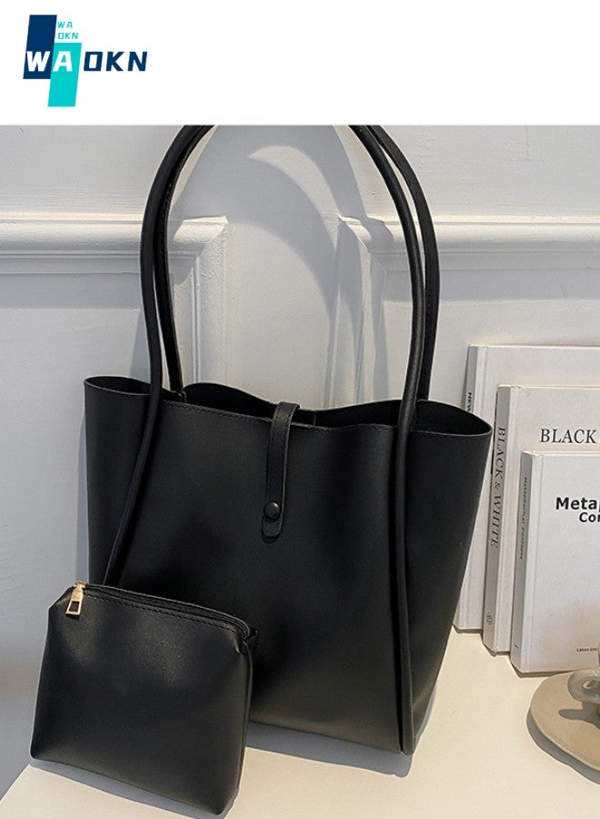 Korean Version of Solid Color Mother Bag New Women's Bag Simple Portable Tote Bag Large Capacity Fashion Shoulder Bag