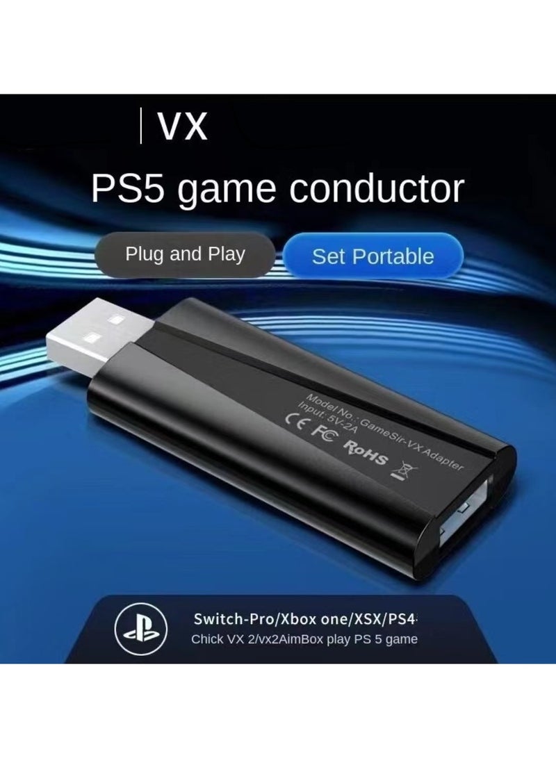 Wireless GameSir VX Adapter PS5 Game Guide Keyboard And Mouse Control, VX Adapter Keybaord and Mouse Converter Guide for Xbox Controller, Nintendo Switch Pro Controller, VX2 Box, VX2 Aimswitch