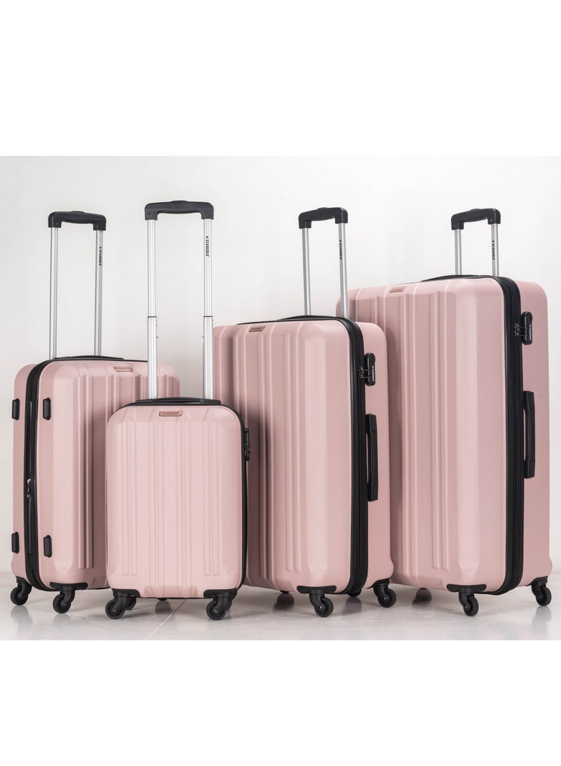 4 Pack Of Hardside Spinner Number Locked Luggage Trolley