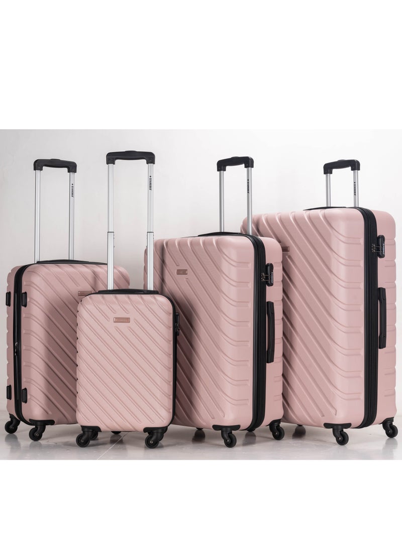 4 Pack Of Hardside Spinner Number Locked Luggage Trolley