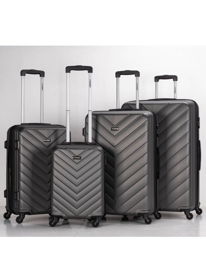 4 Pack Of Hardside Spinner Number Locked Luggage Trolley