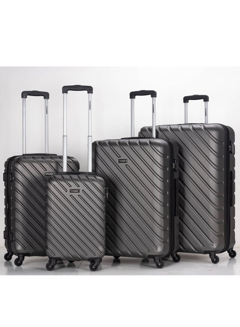 4 Pack Of Hardside Spinner Number Locked Luggage Trolley