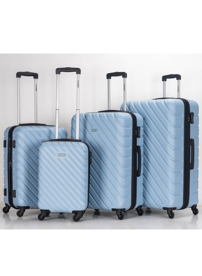 4 Pack Of Hardside Spinner Number Locked Luggage Trolley