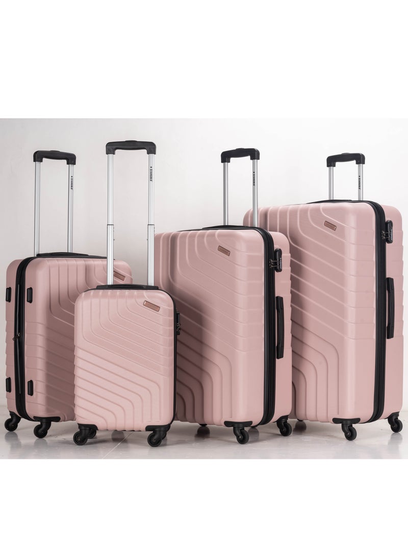 4 Pack Of Hardside Spinner Number Locked Luggage Trolley