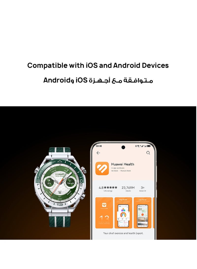 Watch Ultimate Smartwatch, Zirconium-Based Liquid Metal, Data-Driven Health Monitoring, Golf Course Mode, Offline Contour Maps, 100-Metre Water Resistance, Two-Week Battery Life, Ios & Android Green