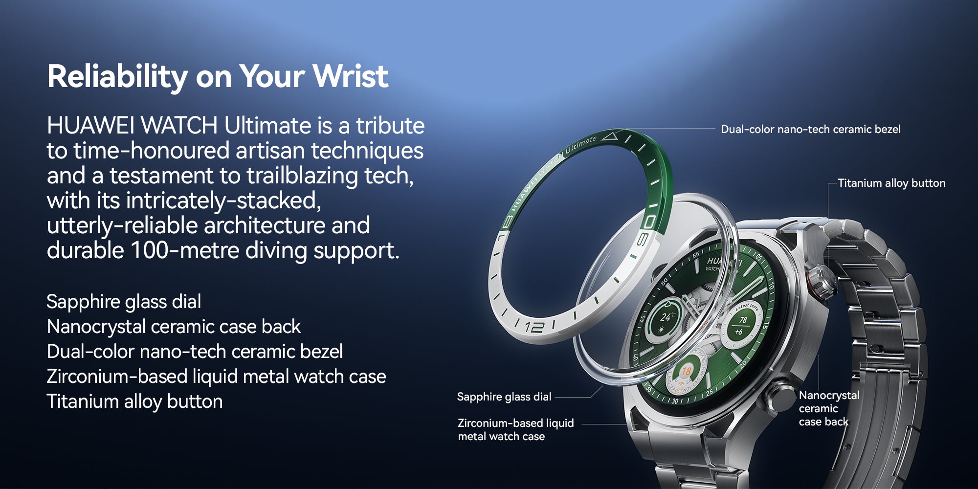 Watch Ultimate Smartwatch, Zirconium-Based Liquid Metal, Data-Driven Health Monitoring, Golf Course Mode, Offline Contour Maps, 100-Metre Water Resistance, Two-Week Battery Life, Ios & Android Green