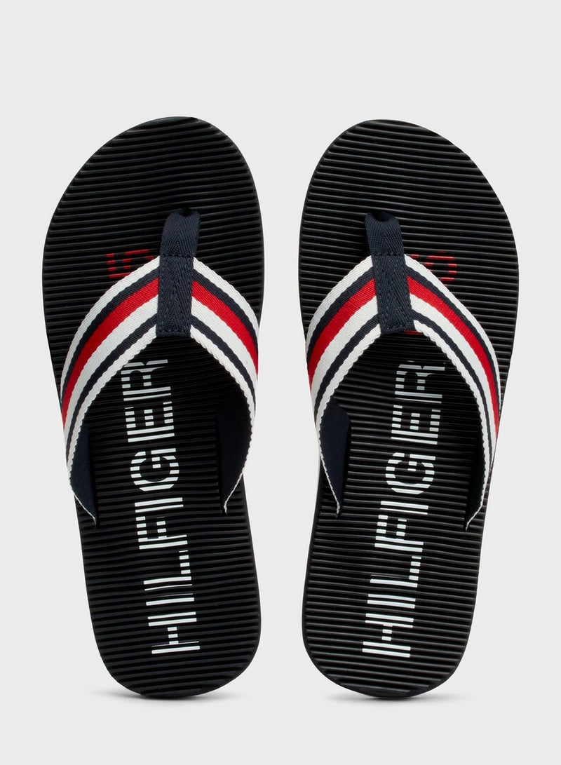 Logo Massage Footbed Flip Flops