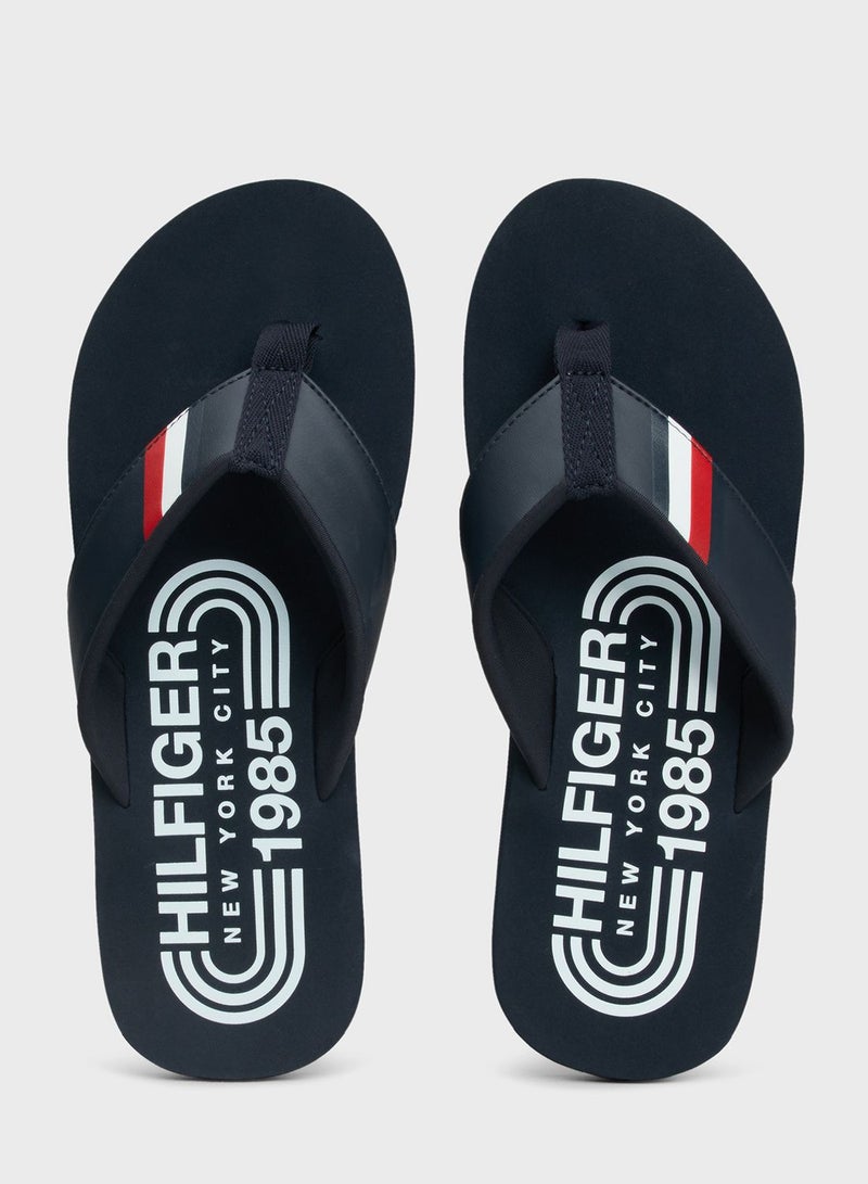 Logo Massage Footbed Flip Flops