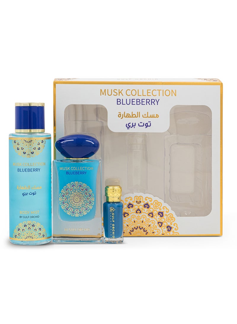 Musk Collection Blueberry Perfume Gift Set Body Mist 250ml Concentrated Perfume Oil 12ml Eau De Parfum 60ml Perfumes for Men Perfume for Women