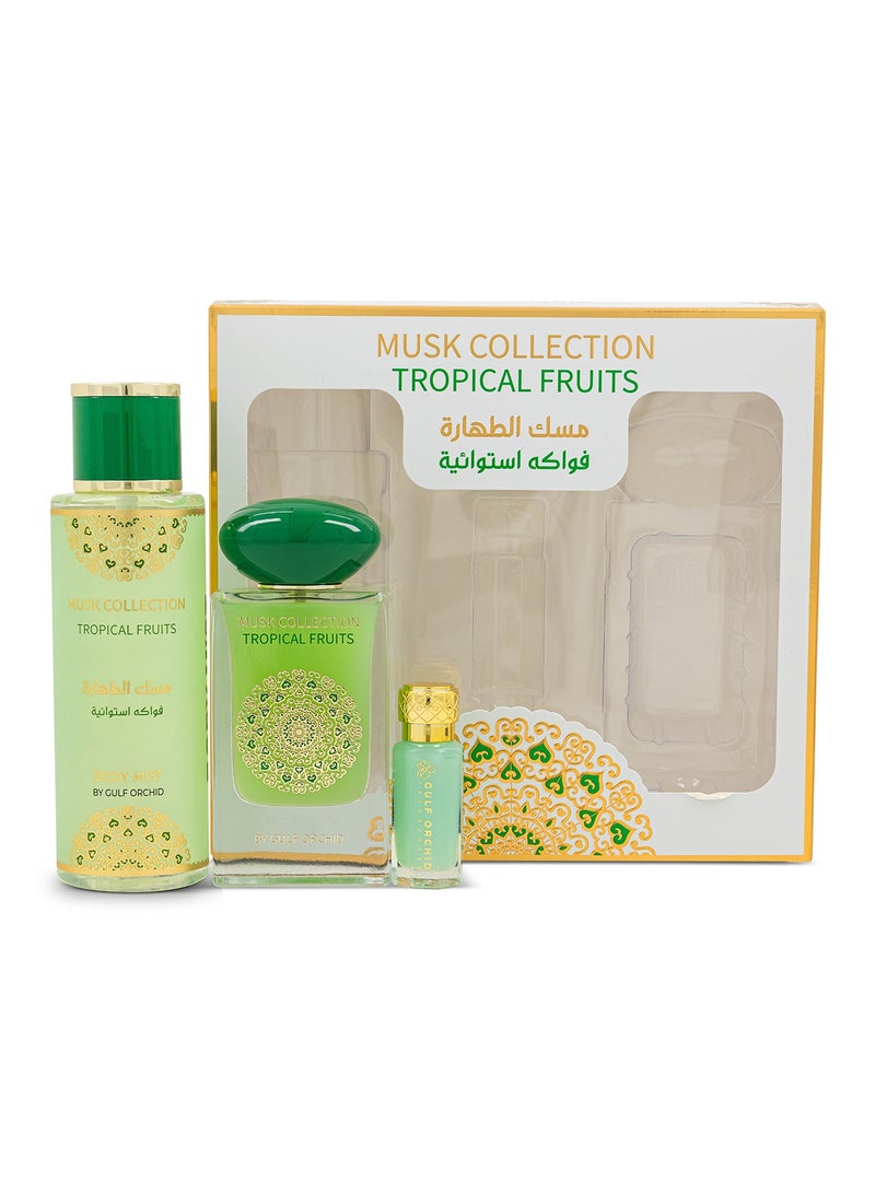 Musk Collection Tropical Fruits Perfume Gift Set Body Mist 250ml Concentrated Perfume Oil 12ml Eau De Parfum 60ml Perfumes for Men Perfume for Women