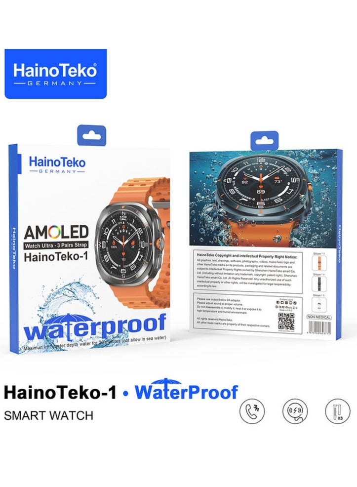 GERMANY HainoTeko-1 WaterProof SMART WATCH ULTRA 3 PAIRS STRAPS WIRELESS CHARGING