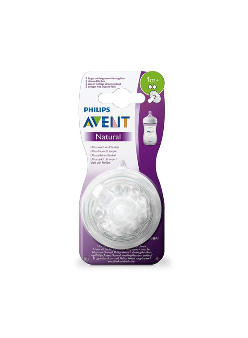 Avent Natural Slow Flow Nipples, 1m+, SCF 042/27,  Pack of 2