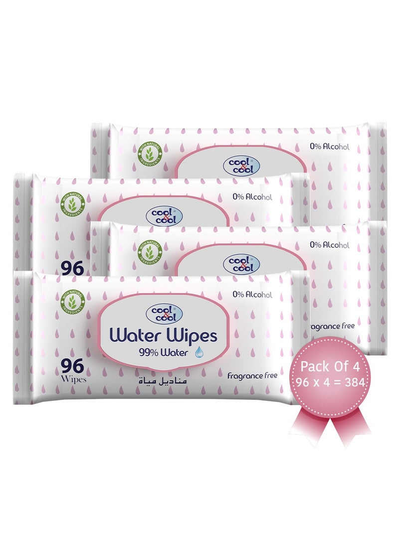 Water Wipes Baby Wipes 96s - Pack of 4