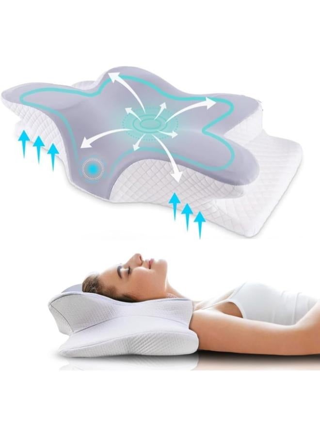 Eoptify Butterfly Shape Cervical Pillow, Orthopedic Memory Foam Pillow for Shoulder and Neck Pain, Ergonomic Design with Washable Cover for Neck Pain Relief