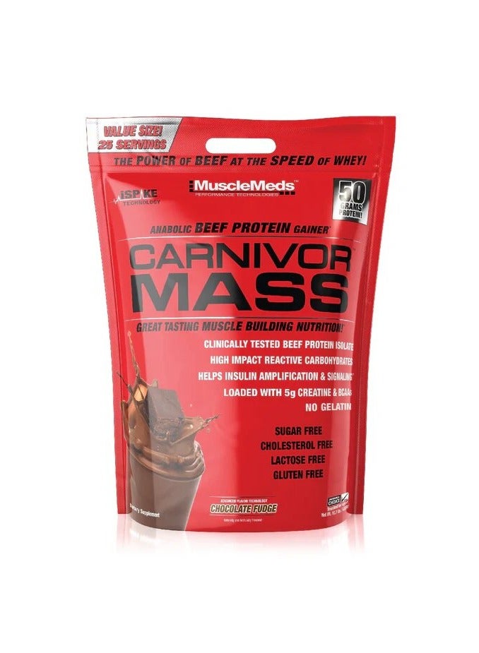 Musclemeds, Carnivor Mass, Beef Protein, 10.4 Lbs, Chocolate Fudge, 25 Servings