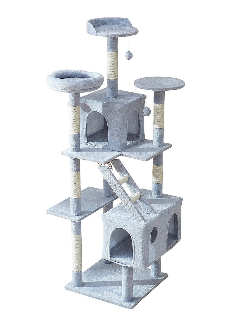 Cat Climbing Frame Plush Cute Fun Cat Cats Love to Play Multi-level Cat Climbing Ladder Cat House Cat Jumping Platform Blue Teasing Ball Cat Climbing Frame