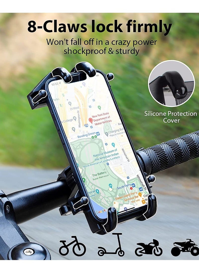 Universal Motorcycle Phone Mount Holder - 8-Claw Design for iPhone 13 Pro Max, Galaxy S22/S21/S20 Plus - Fits 4.7