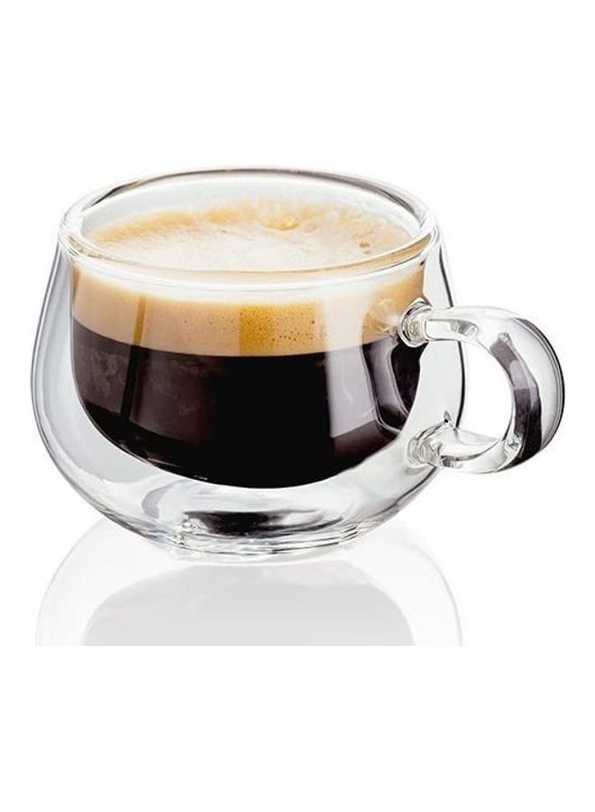 Set of 2 Double Walled Glass Small Coffee Cups With Handle multicolour 75mm