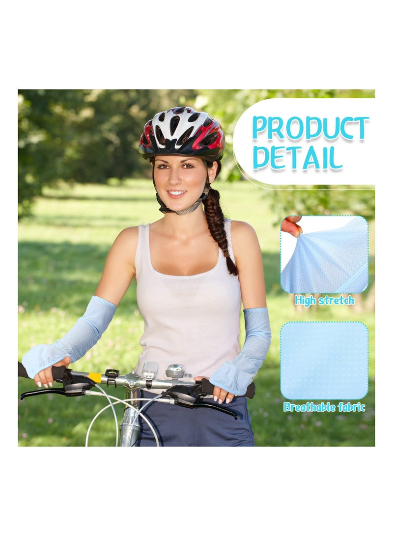 9 Pairs Arm Sun Sleeves Cooling Driving Fingerless Sun Sleeves for Women Men Youth UV Protection Arm Sleeves Adjustable Arm Sleeve with Gloves for Gardening Outdoor Sports Running Golf