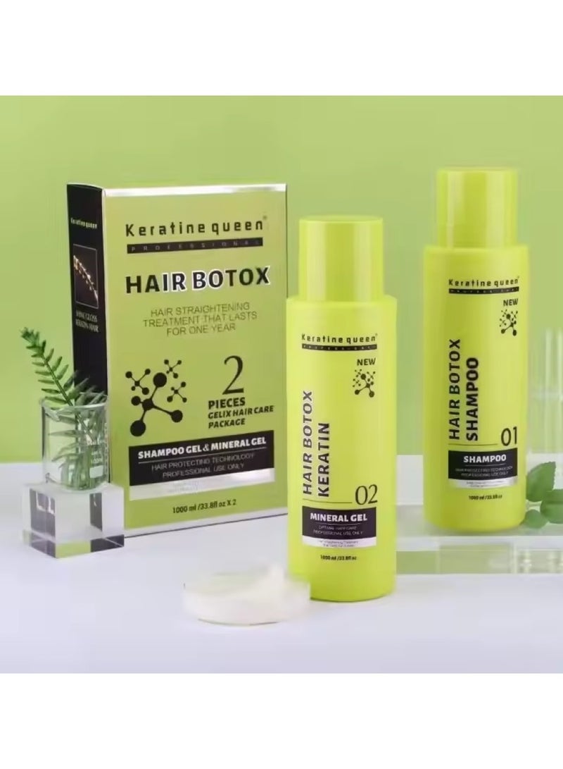 Keratine Queen Hair Botox shampoo and conditioner Set for Hair Straightening Treatment