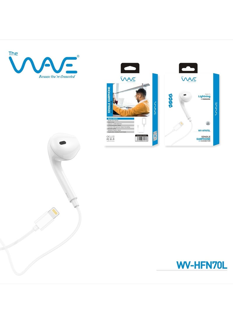 Wired Mono Single Lightning Connector Earphone White