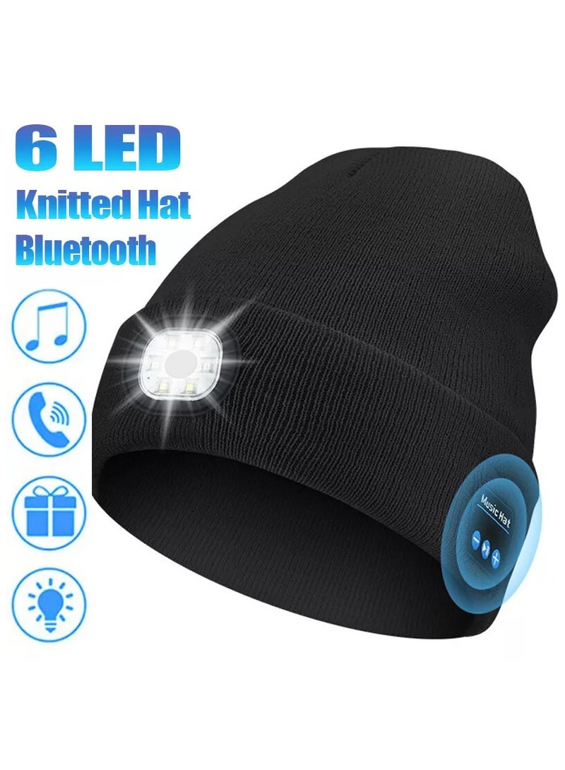 Wireless bluetooth hat led light binaural music call knitted hat outdoor lighting head mounted light