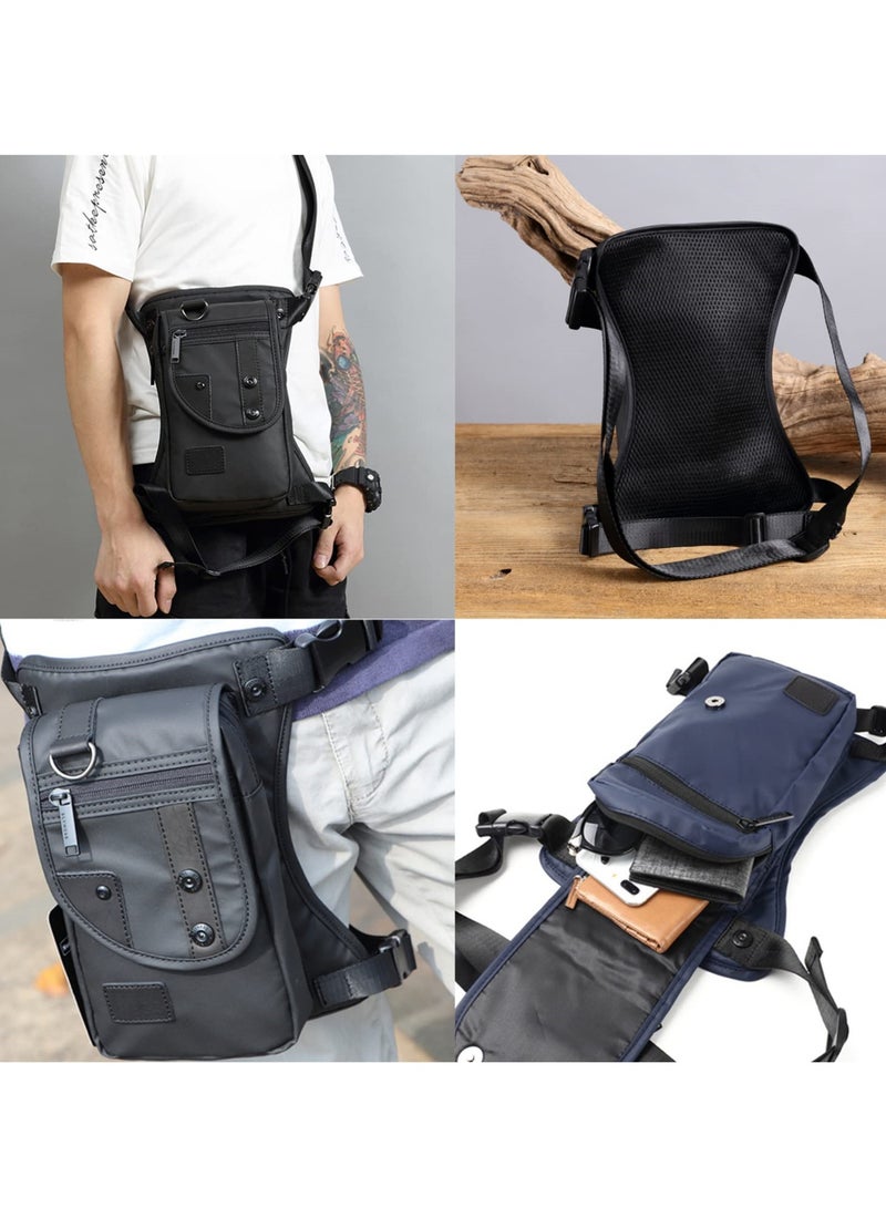 Stylish Waterproof Oxford Drop Leg Bag, Adjustable Messenger Shoulder Bag for Motorcycle Riding, Hiking, and Travel