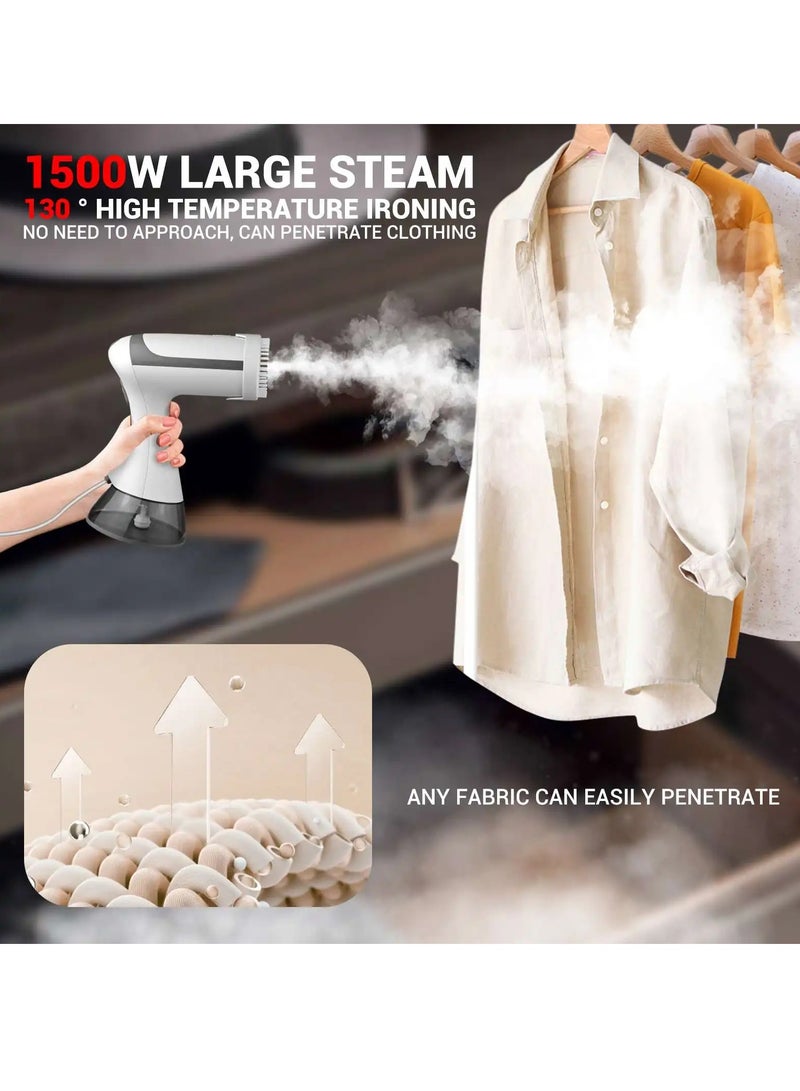 Portable Garment Steamer For Clothes, 1500W Handheld Steamer, 20s Fast Heat-Up, 300ml Large Capacity Water Tank, Travel-Friendly Wrinkle Remover, Fabric Steamer For Home And Travel