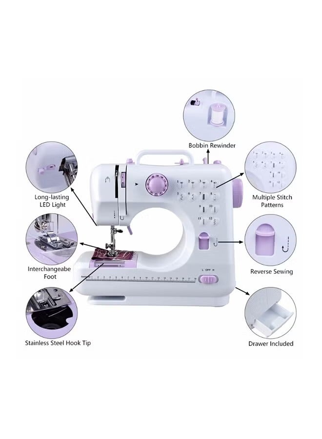 12 Stitches Multifunction Mini Sewing Machine 0010-54 White