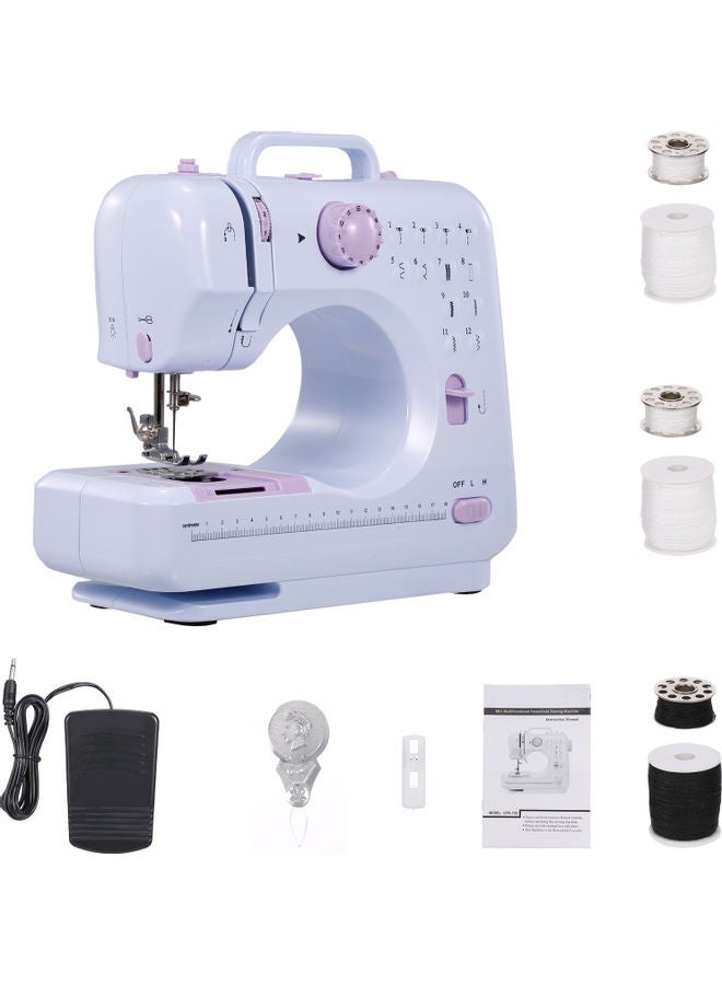 Portable Electric Sewing Machine With Foot Pedal H37650EU-su White/Purple