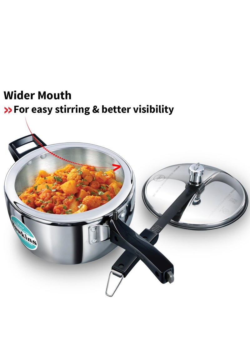 Hawkins 3.5 Litre Triply Stainless Steel Pressure Cooker, Inner Lid Cooker, Silver (HSST35)