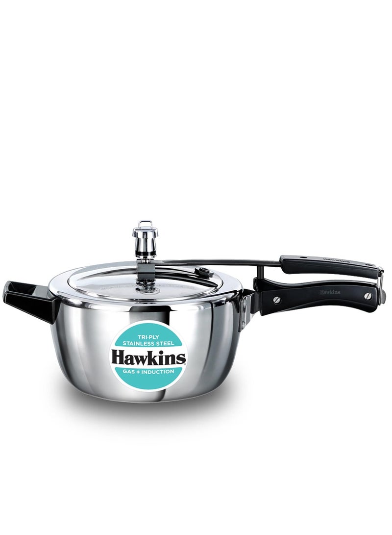 Hawkins 3.5 Litre Triply Stainless Steel Pressure Cooker, Inner Lid Cooker, Silver (HSST35)