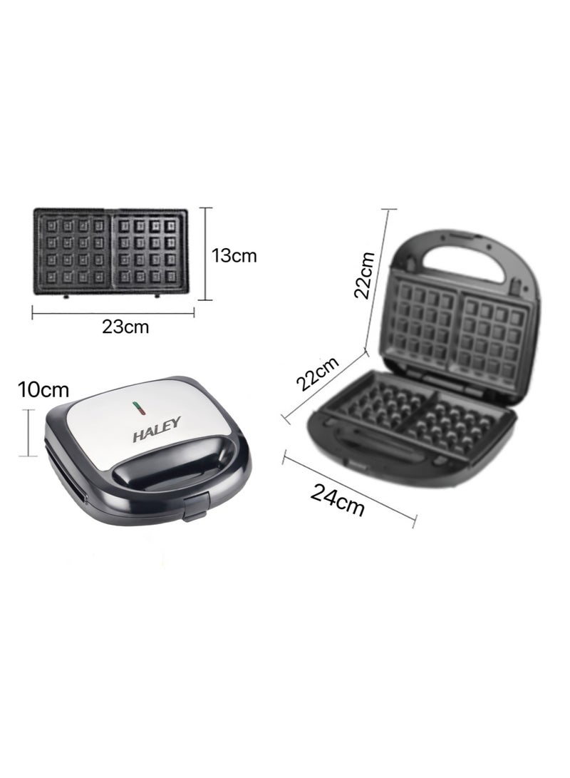 HALEY Sandwich Maker,8-in-1 Multi Snack Maker,Detachable Sandwich, Grill, Waffle Making Plates with Bakelite Coating, 1-Year Warranty (8 In 1)