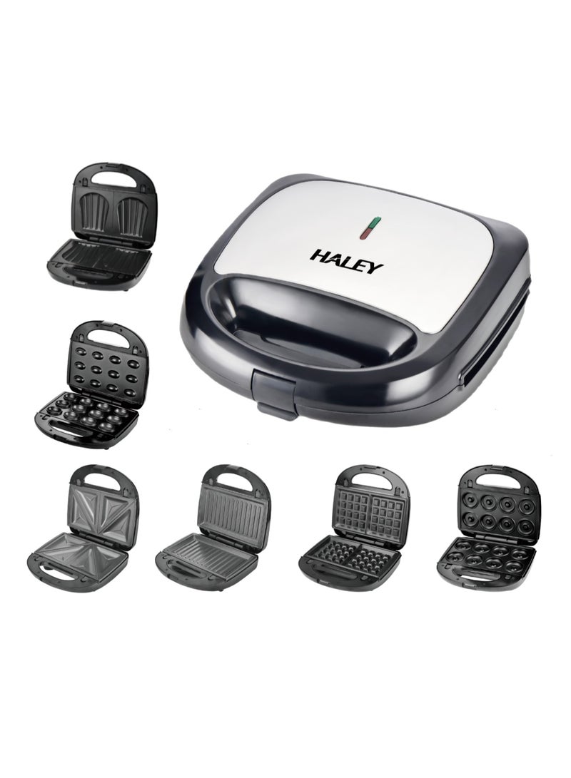 HALEY Sandwich Maker,8-in-1 Multi Snack Maker,Detachable Sandwich, Grill, Waffle Making Plates with Bakelite Coating, 1-Year Warranty (8 In 1)