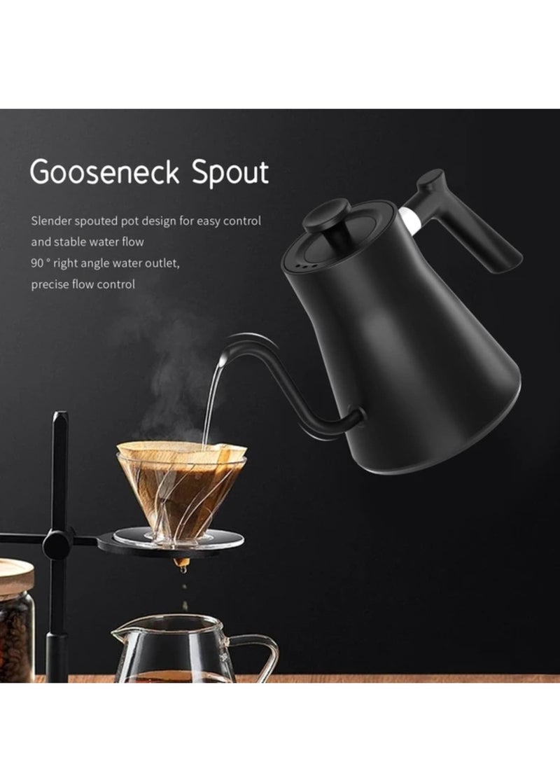 Liying Wooden handle Gooseneck Electric Pour Over Kettle with Temperature Control, Tea & Pour Over Coffee Kettle, Stainless Steel, Auto Shutoff Boil-Dry Protection, 0.9L, Matte Black