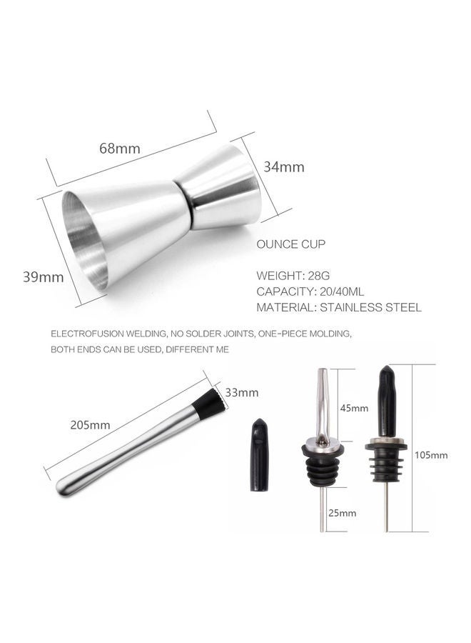 6pcs Cocktail Set Boston Shaker Mixer Stainless Steel Drink Making Tool Kit for Home Bar Use multicolour 27.5*9.7*12.5cm