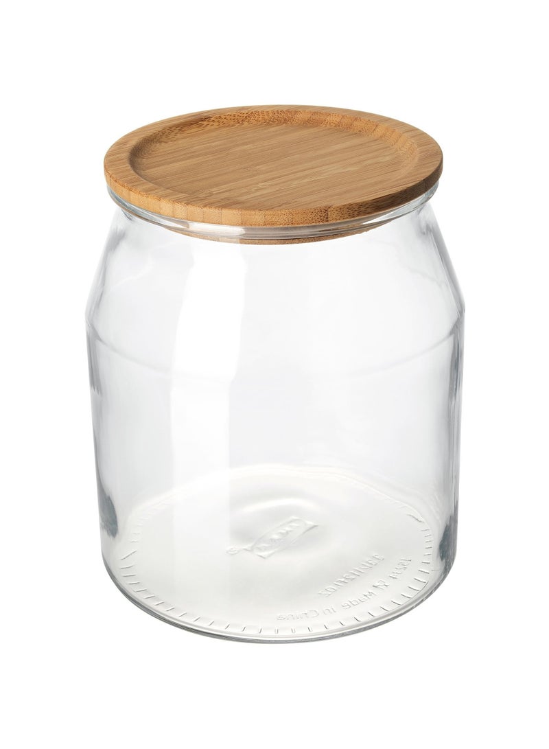 Storage Jar with lid, glass/bamboo, 3.3 l