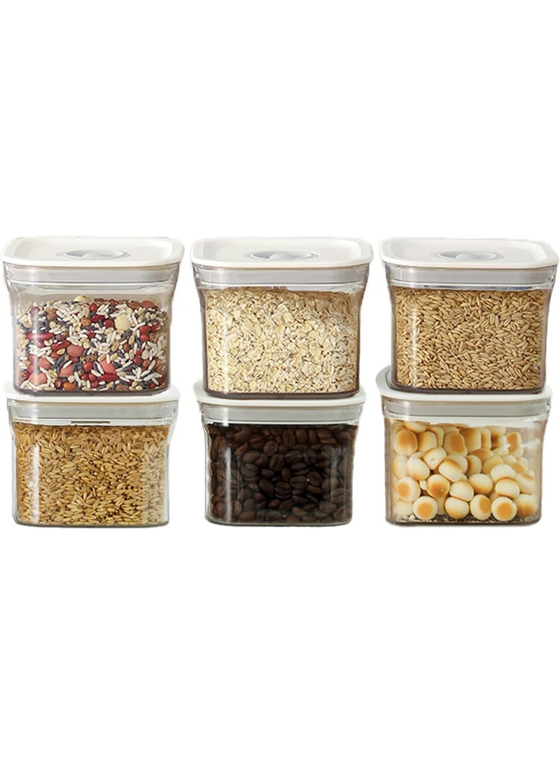 Airtight Food Storage Containers,Set of 6，Food Grade Plastic Sealed Storage Tank with Lock Lids,Kitchen Pantry Organization Storage Jars,Moisture Proof,for Candy,Coffee,Cereal (S:500ML*6PC)