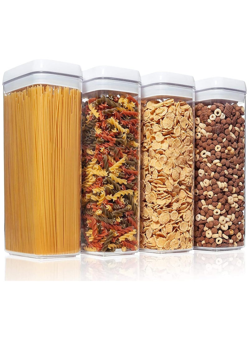 Airtight Food Storage Containers Set with Lock Lids, Set of 6, Pantry Organization Plastic Storage Jar Storage Tank for Cereal, Coffee, Sugar - Moisture Proof, BPA Free & Stackable Design (XL:1800ML*4PC)