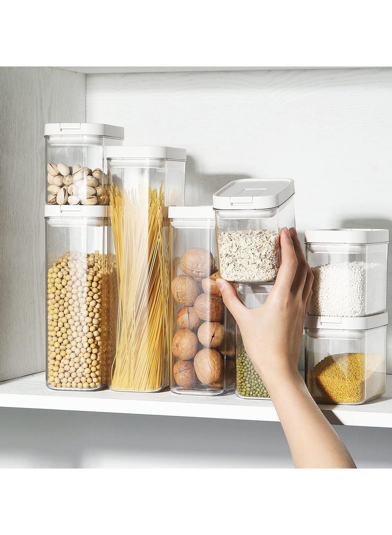 Airtight Food Storage Containers Set with Lock Lids, Set of 6, Pantry Organization Plastic Storage Jar Storage Tank for Cereal, Coffee, Sugar - Moisture Proof, BPA Free & Stackable Design (XL:1800ML*4PC)