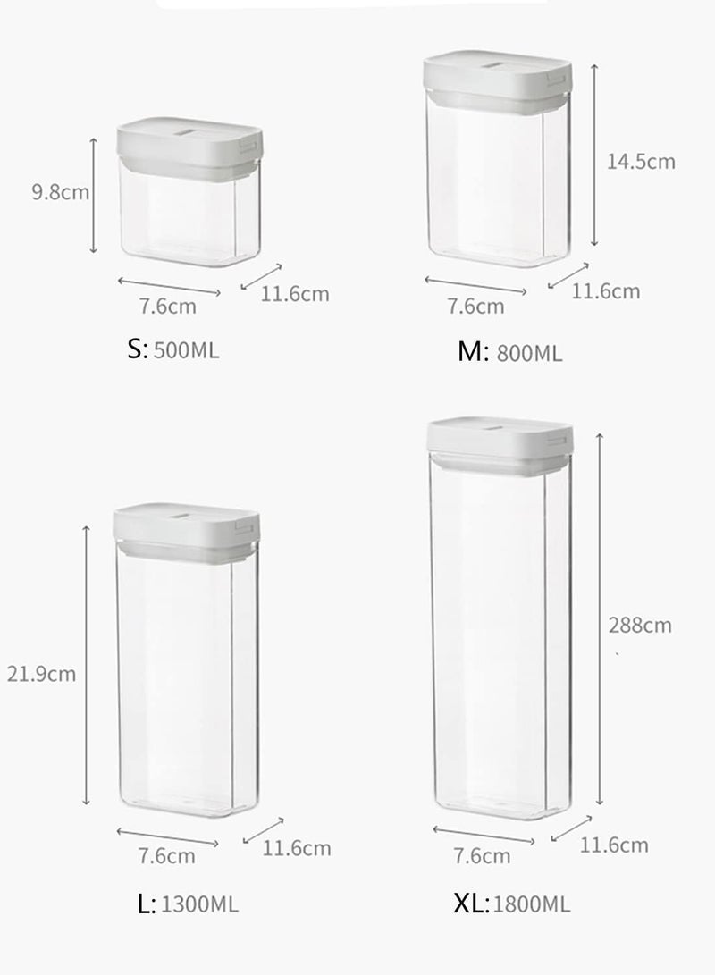 Airtight Food Storage Containers Set with Lock Lids, Set of 6, Pantry Organization Plastic Storage Jar Storage Tank for Cereal, Coffee, Sugar - Moisture Proof, BPA Free & Stackable Design (XL:1800ML*4PC)