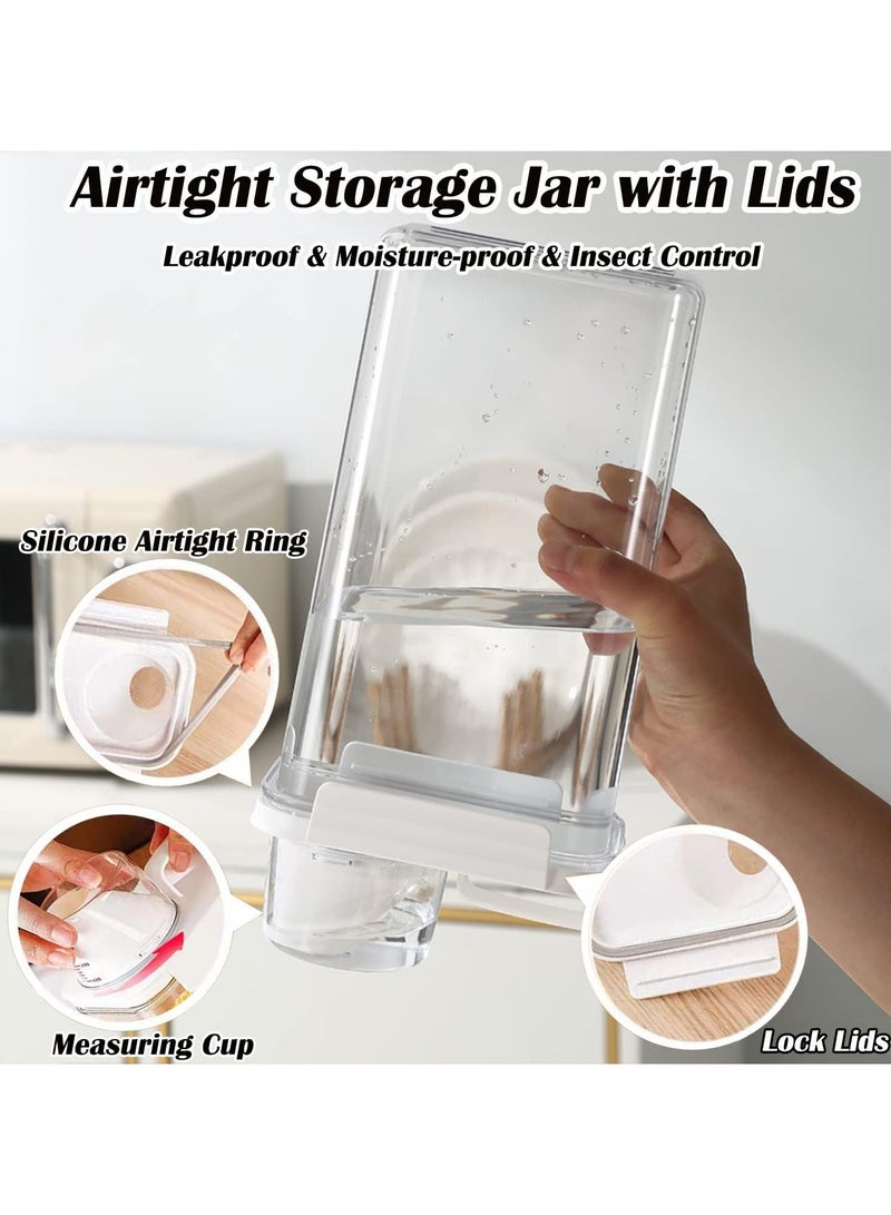 Rice Airtight Dry Food Storage Containers with Lock Lid,3 Pack Pour Spout and Seal Buckles Food Dispenser,Cereal Containers Dispenser with Measuring Cup,Rice Storage Bin,,BPA Free(1100ml+1800ml+2300ml)
